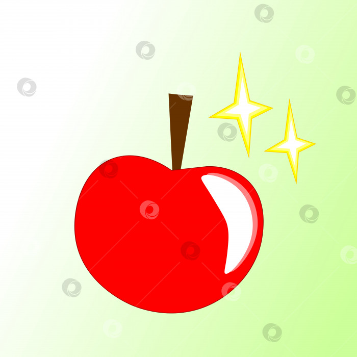 Скачать Красное яблоко со звездочками на бело-зелёном фоне фотосток Ozero