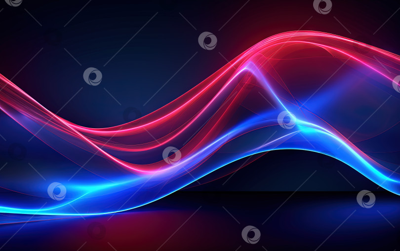 Скачать Яркая абстрактная синяя и красная форма волны с плавным движением и красочными градиентами. Созданный искусственный интеллект. фотосток Ozero