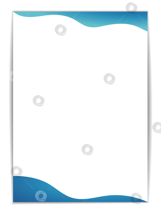 Скачать Шаблон счета-фактуры формата А4 с минималистичным дизайном. градиентный синий волнообразный узор по краям вверху и внизу придает ему элегантный вид. остальное пространство выполнено в белом цвете, что позволяет легко настраивать детали счета-фактуры фотосток Ozero