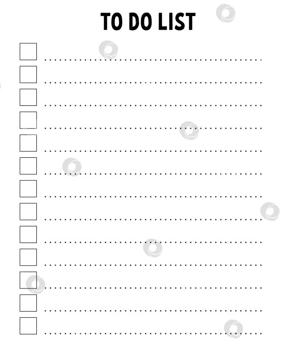 Скачать Список дел. Шаблон для печати. Разлинованный лист. Бумага для рукописного ввода. Для ежедневника, планировщика, контрольного списка, списка пожеланий. Векторная иллюстрация. фотосток Ozero