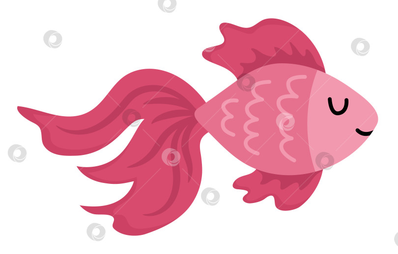 Скачать Векторная розовая абстрактная иконка рыбы. Иллюстрация под водой с милым забавным существом. Клипарт с изображением океанских животных. Мультяшный подводный или морской клип для детей, изолированный на белом фоне фотосток Ozero