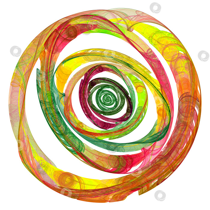 Скачать Яркий цветок, выполненный из объемных эллипсов и кругов, выделяющихся на белом фоне. Изящный узор. 3D-рендеринг. 3D-иллюстрация. фотосток Ozero