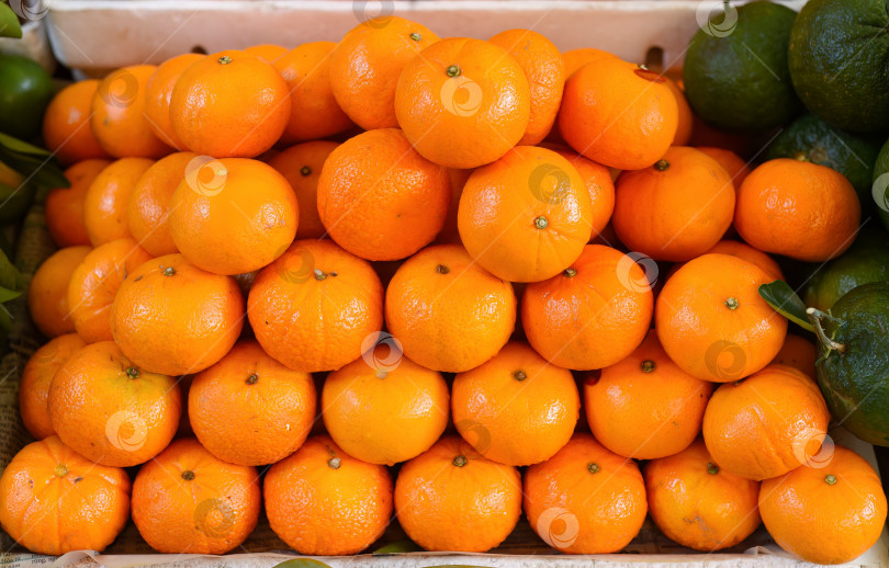 Скачать На рынке продается много ярких апельсиновых фруктов фотосток Ozero