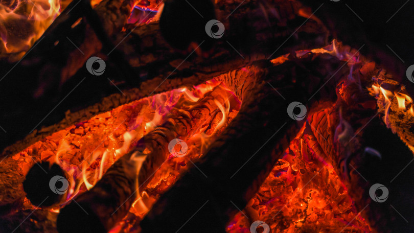 Скачать ветки и поленья горят в костре крупным планом фотосток Ozero