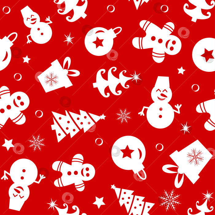 Скачать Зимний бесшовный узор с рождественскими украшениями. Векторная иллюстрация фотосток Ozero