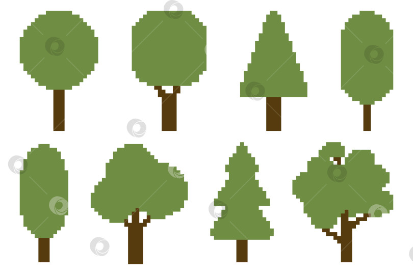 Скачать Набор деревьев. Пиксельная графика фотосток Ozero