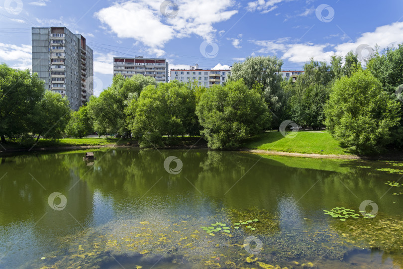 Скачать Небольшой пруд на юго-западе Москвы, Россия. фотосток Ozero