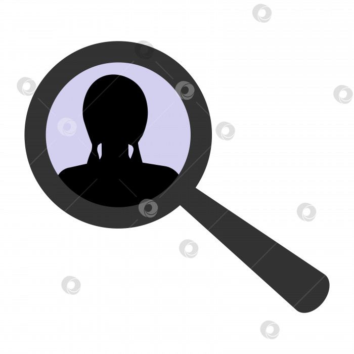 Скачать Значок увеличительного стекла с аватаром женского пользователя поисковый профиль фотосток Ozero