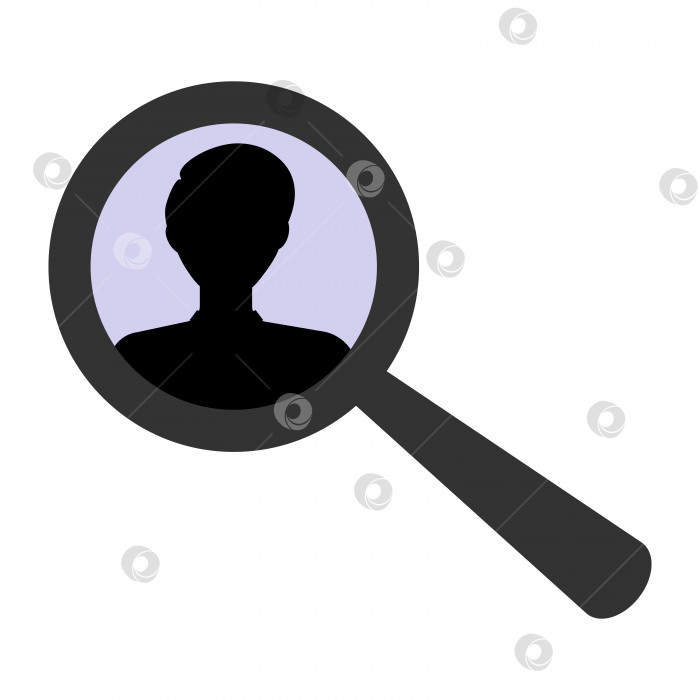 Скачать Значок увеличительного стекла с аватаром мужского пользователя поисковый профиль фотосток Ozero