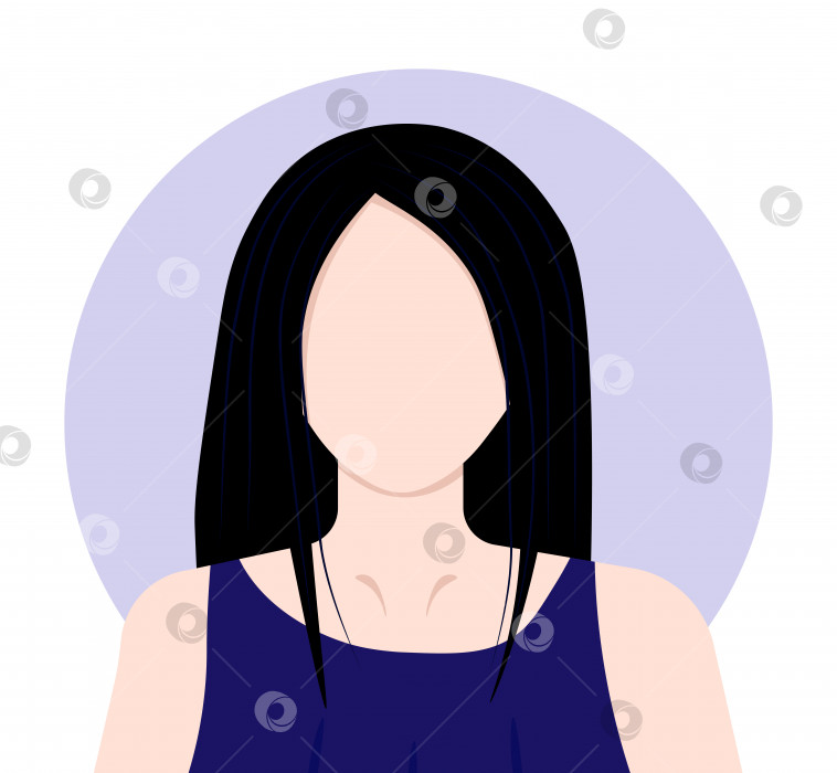 Скачать Плоская векторная иллюстрация молодой женщины с прямыми волосами и прядями на лице фотосток Ozero