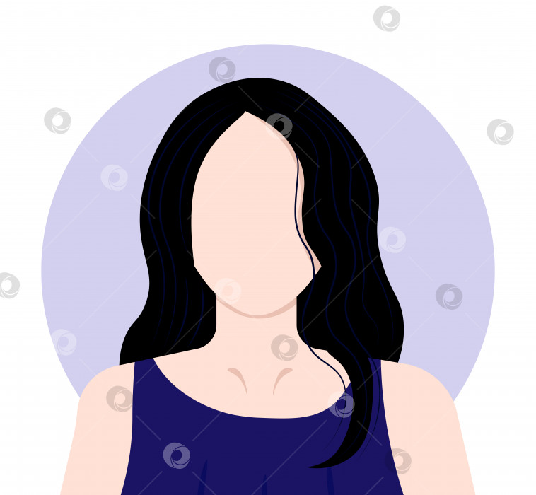 Скачать Плоская векторная иллюстрация молодой женщины с волнистыми волосами фотосток Ozero