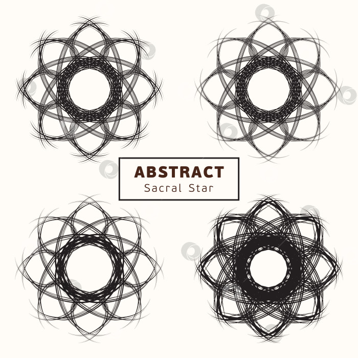 Скачать Набор черных абстрактных векторных звезд. Сакральная геометрия фотосток Ozero