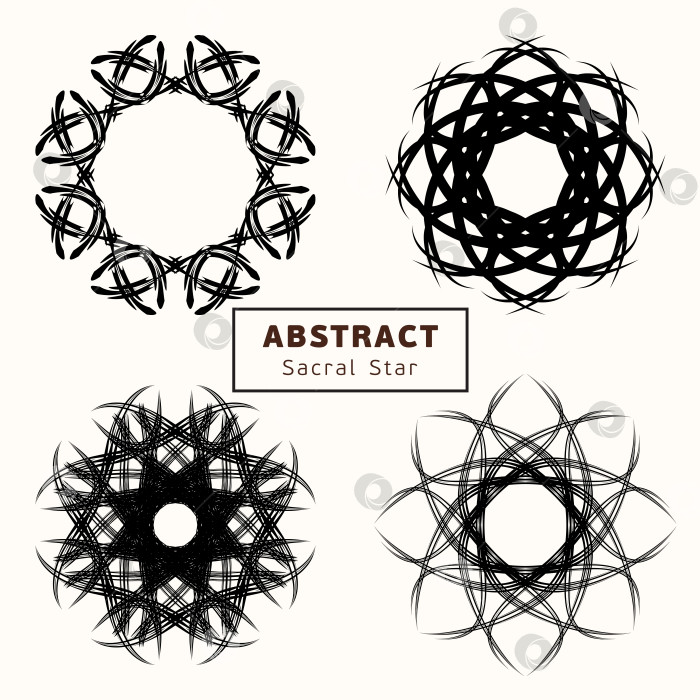 Скачать Набор черных абстрактных векторных звезд. Сакральная геометрия фотосток Ozero