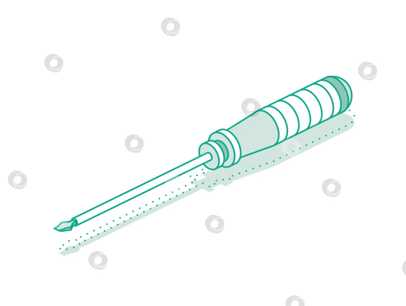 Скачать Изометрическая отвертка. Контурный объект, выделенный на белом фоне. Рабочий инструмент. фотосток Ozero