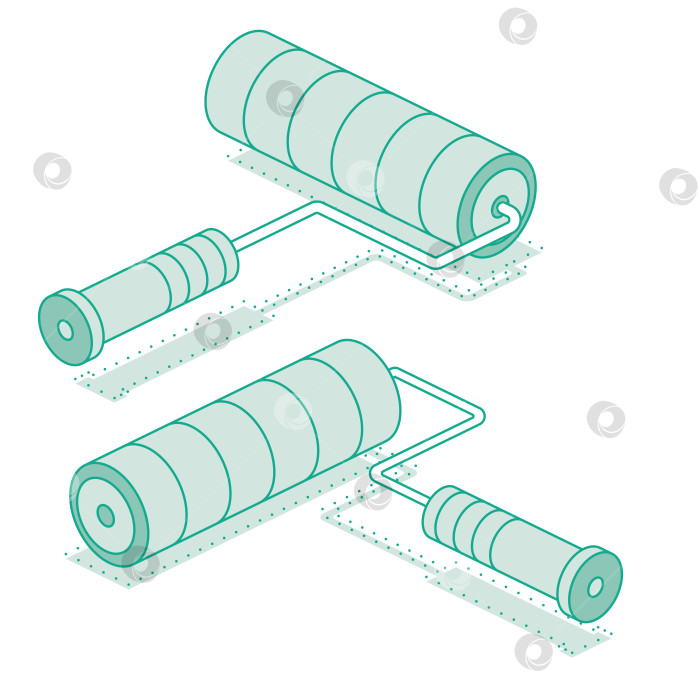 Скачать Изометрический малярный валик. Обведите объект контуром на белом фоне. фотосток Ozero