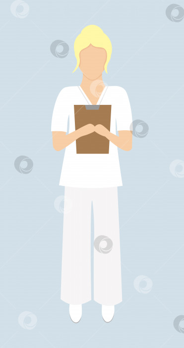Скачать Женщина медсестра в белой форме, держащая бумажный документ. Векторная иллюстрация фотосток Ozero