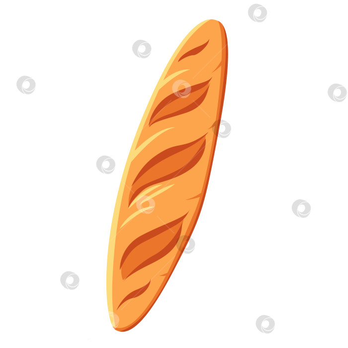 Скачать Одна буханка французского хлеба. Багет, векторная иллюстрация, выделенная на белом фоне фотосток Ozero