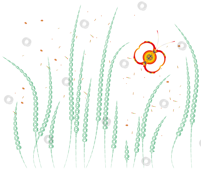 Скачать Абстрактная трава и бабочка для дизайна. фотосток Ozero