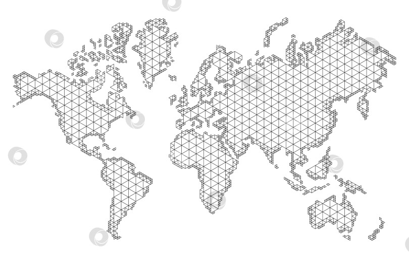 Скачать Карта мира с модным дизайном треугольников. Многоугольная сетка на карте Земли. Векторный фон фотосток Ozero