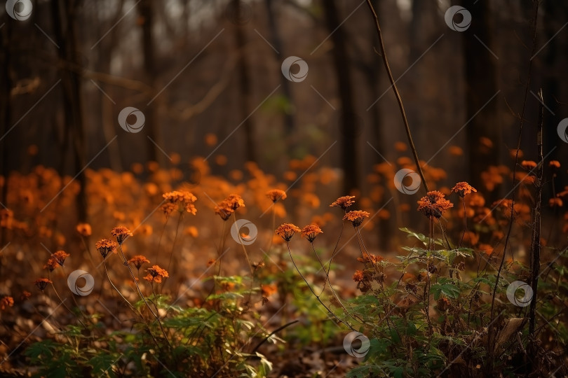 Скачать Засушенные цветы в лесу. Осенний фон фотосток Ozero