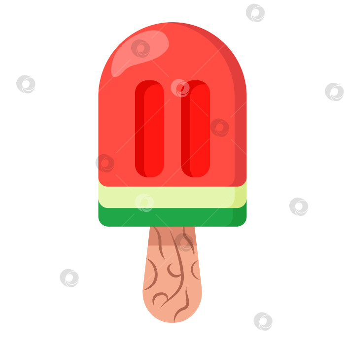 Скачать Арбузное мороженое, выполненное в виде плоской иллюстрации, выделенной на белом фоне фотосток Ozero