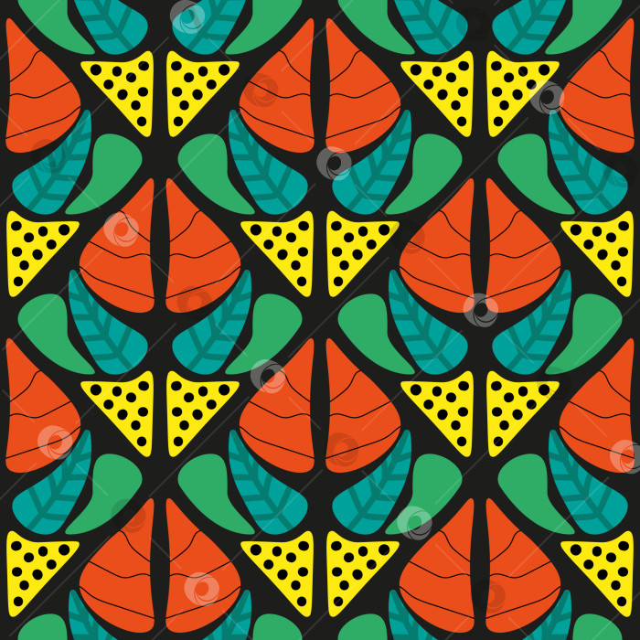 Скачать Бесшовный органический цветочный узор красочных форм, идеально подходящий для крафтовой бумаги, текстиля фотосток Ozero