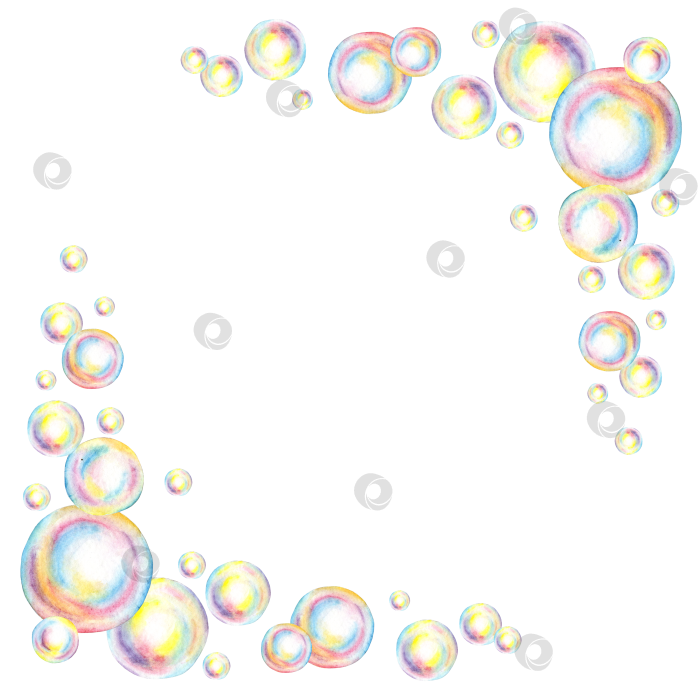 Скачать Мыльные пузыри обрамляют уголок акварелью фотосток Ozero