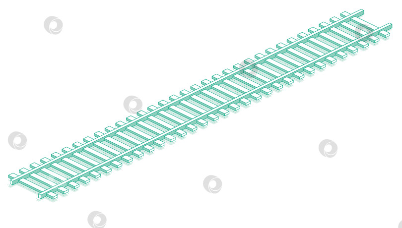 Скачать Железнодорожные пути. Изометрический объект, выделенный на белом фоне. Значок железной дороги для веб-дизайна. фотосток Ozero