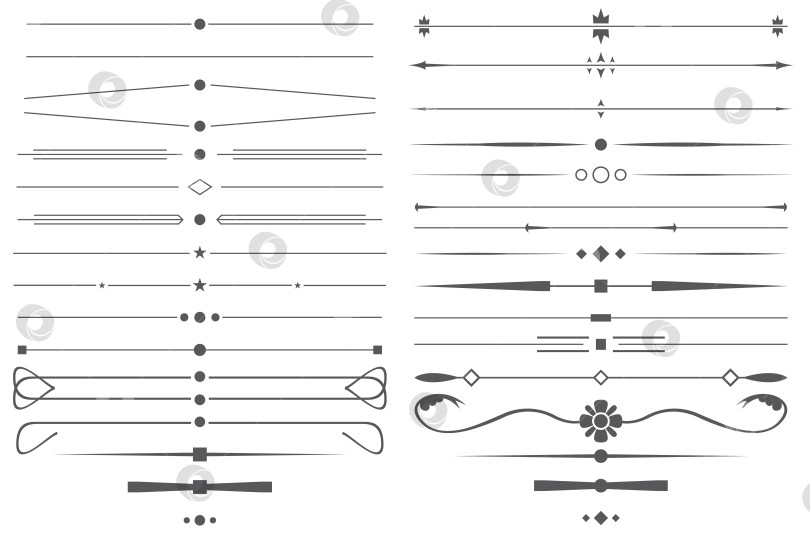 Скачать Набор простых декоративных разделителей страниц и элементов дизайна. фотосток Ozero