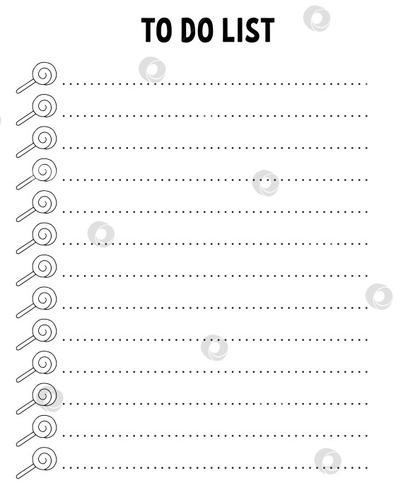 Скачать Список дел. Шаблон для печати. Разлинованный лист. Бумага для рукописного ввода. Для ежедневника, планировщика, контрольного списка, списка пожеланий. Векторная иллюстрация. фотосток Ozero