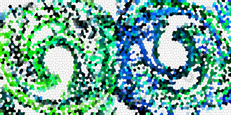 Скачать Мозаичный абстрактный фон с двумя спиралями - волнами, заворачивающими друг к другу. Иллюстрация. фотосток Ozero
