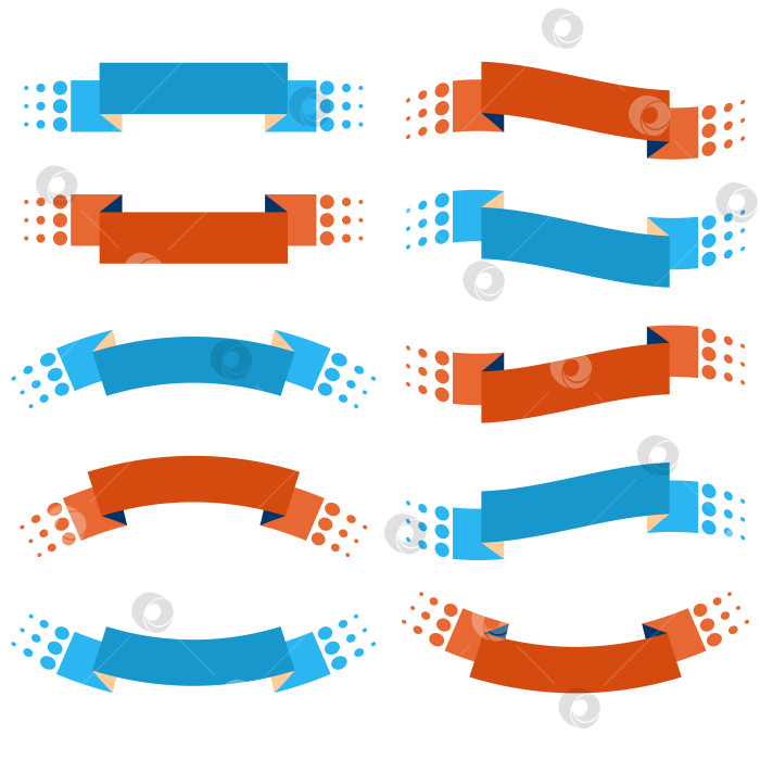 Скачать Набор из 10 плоских цветных баннеров с изолированными лентами. Подходит для оформления. фотосток Ozero