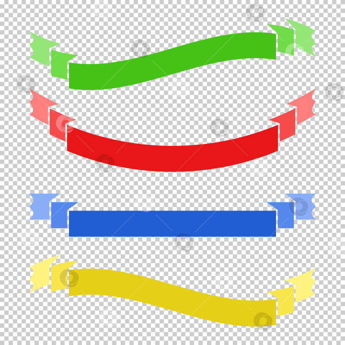 Скачать Набор цветных плоских изолированных баннеров с длинными лентами на прозрачном фоне фотосток Ozero