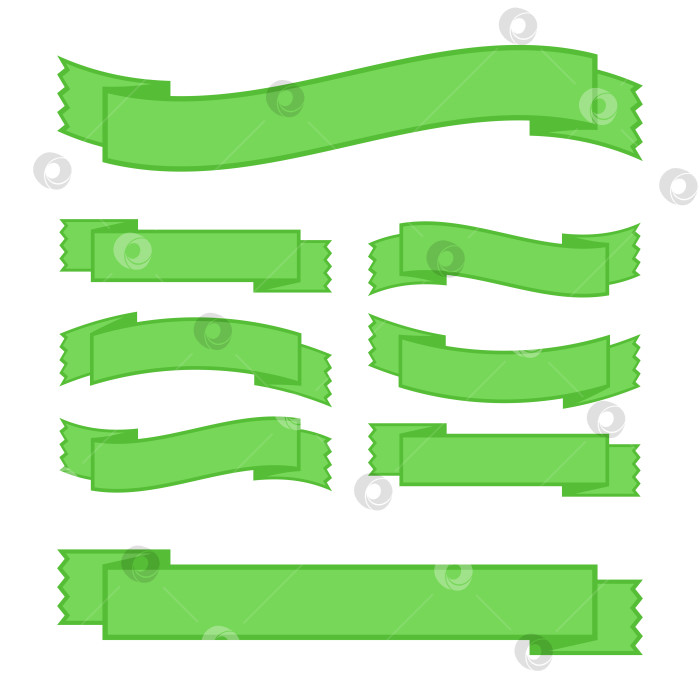 Скачать Набор цветных изолированных длинных и коротких ленточных баннеров на белом фоне. Простая плоская векторная иллюстрация. С пространством для текста. Подходит для инфографики, дизайна, рекламы, праздников, наклеек. фотосток Ozero