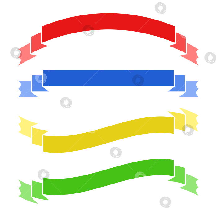 Скачать Набор цветных плоских изолированных ленточных баннеров на белом фоне фотосток Ozero