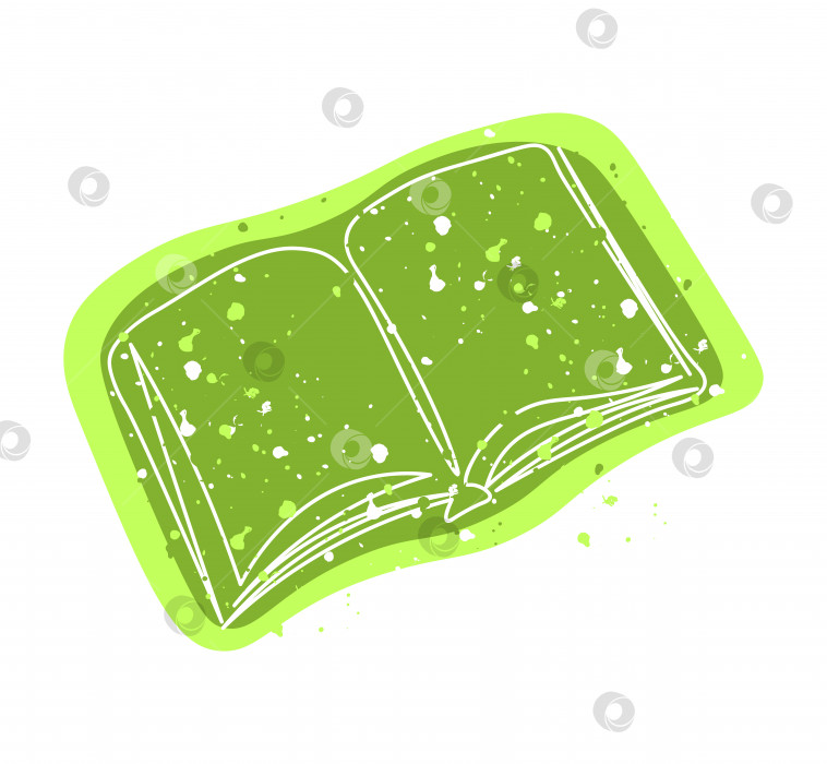 Скачать Книга, нарисованная одной непрерывной линией на фоне зелёных абстрактных пятен фотосток Ozero