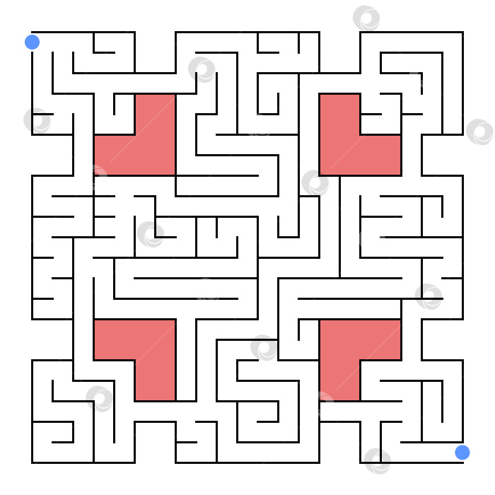 Скачать Абстрактный изолированный лабиринт необычной формы. Интересная и полезная игра для детей и взрослых. Простая плоская векторная иллюстрация. Со вставками в виде сердечек. фотосток Ozero