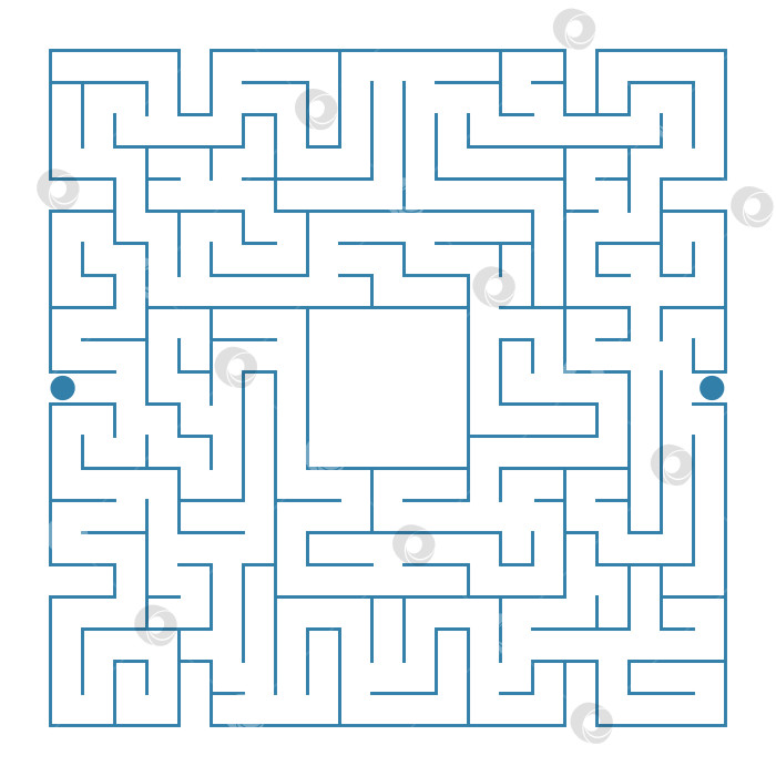 Скачать Абстрактный сложный квадратный изолированный лабиринт. Синий цвет на белом фоне. Интересная игра для детей и взрослых. Простая плоская векторная иллюстрация. С местом для ваших рисунков фотосток Ozero