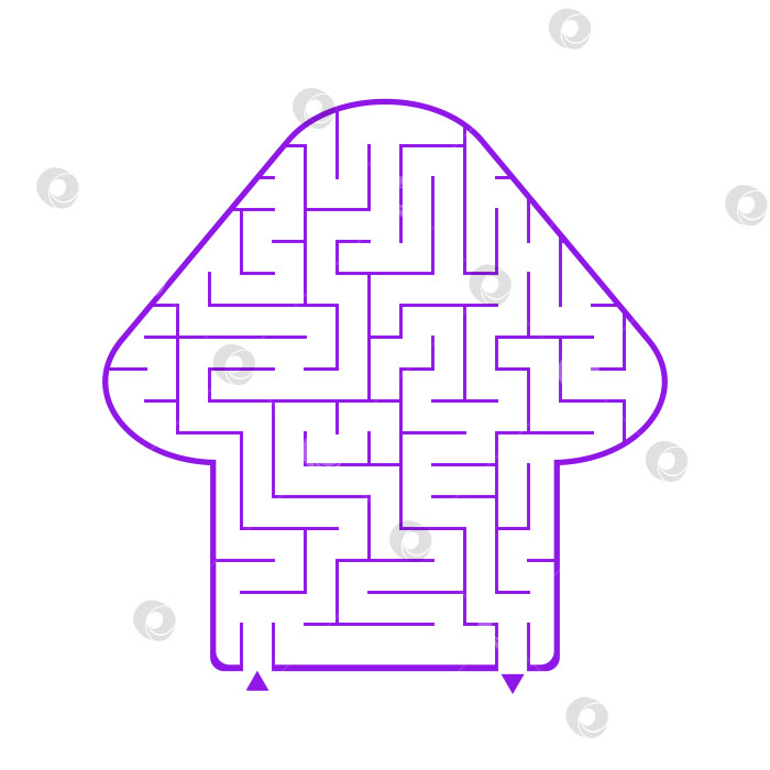 Скачать Абстрактный простой изолированный лабиринт в форме гриба. Фиолетовые цветы на белом фоне. Интересная игра для детей. Простая плоская векторная иллюстрация. фотосток Ozero