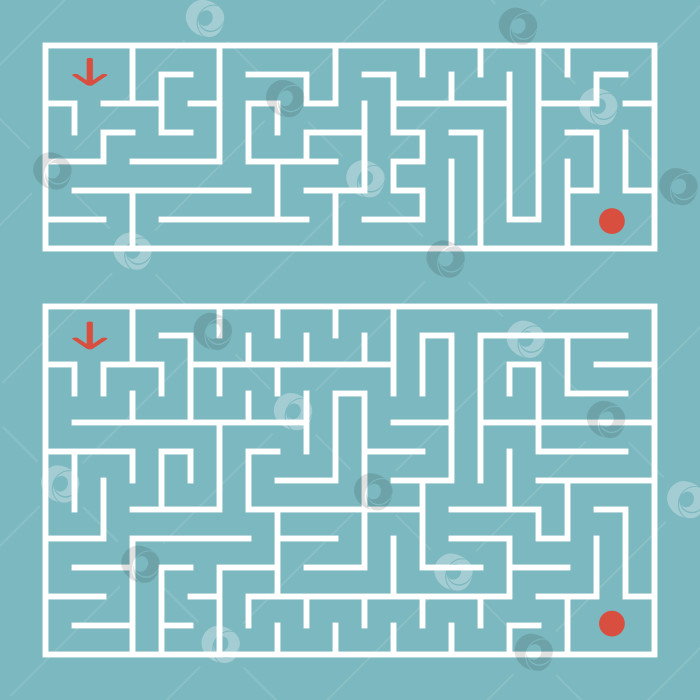 Скачать Абстрактный сложный прямоугольный изолированный лабиринт. В наборе есть два вида лабиринтов. Белый на зеленом фоне. Интересная игра для детей и взрослых. Простая плоская векторная иллюстрация. фотосток Ozero