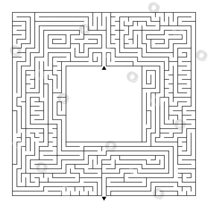 Скачать Огромный квадратный лабиринт с входом и выходом. Простая плоская векторная иллюстрация, выделенная на белом фоне. С местом для ваших рисунков фотосток Ozero