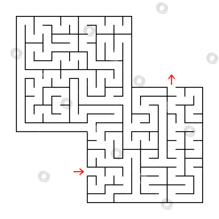 Скачать Абстрактный квадратный изолированный лабиринт. Черный цвет. Интересная и полезная игра для детей и взрослых. Простая плоская векторная иллюстрация. С местом для вашего изображения фотосток Ozero