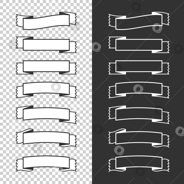 Скачать Набор лент для баннеров. С пространством для текста. Простая плоская векторная иллюстрация, выделенная на черном и прозрачном фоне. фотосток Ozero