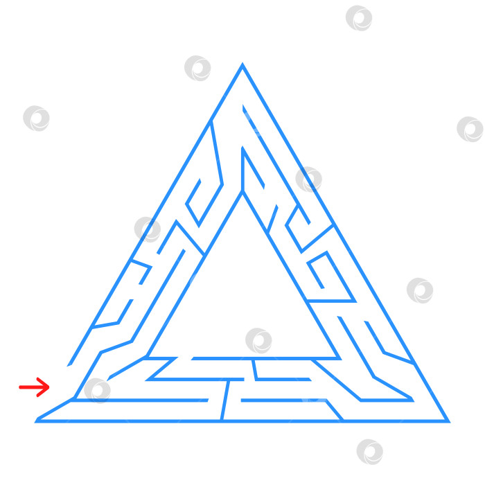 Скачать Треугольный лабиринт с входом и выходом. Простая плоская векторная иллюстрация, выделенная на белом фоне. С местом для вашего изображения. фотосток Ozero