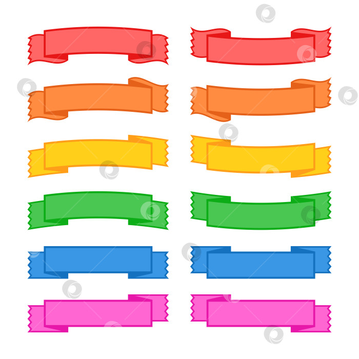 Скачать Набор цветных ленточных баннеров. С пространством для текста. Простая плоская векторная иллюстрация, выделенная на белом фоне. Подходит для инфографики, дизайна, рекламы, праздников, наклеек. фотосток Ozero