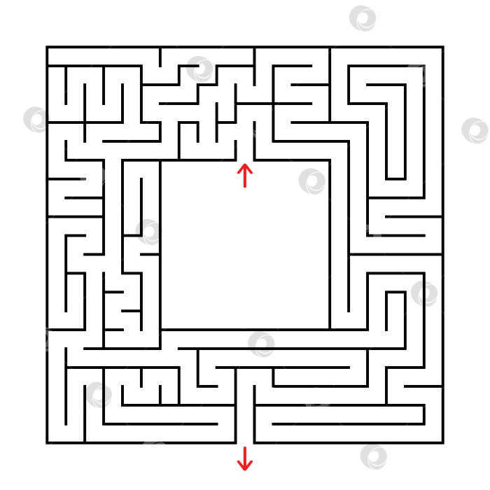 Скачать Квадратный лабиринт. Найдите выход из центра. Простая плоская векторная иллюстрация, выделенная на белом фоне. С местом для вашего изображения фотосток Ozero
