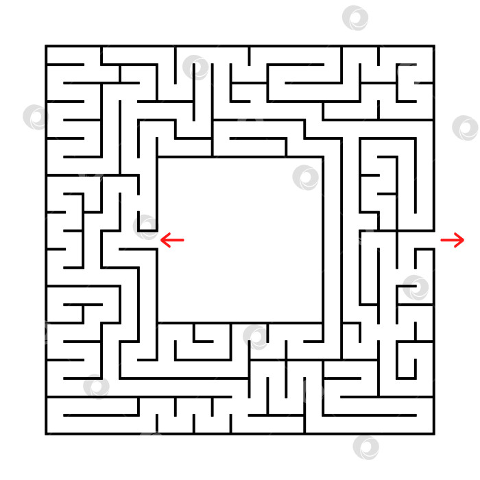 Скачать Квадратный лабиринт. Найдите выход из центра. Простая плоская векторная иллюстрация, выделенная на белом фоне. С местом для вашего изображения фотосток Ozero