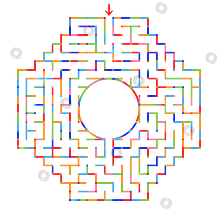 Скачать Многоугольный лабиринт с круглым центром. Векторная иллюстрация, выделенная на белом фоне. С местом для ваших рисунков фотосток Ozero
