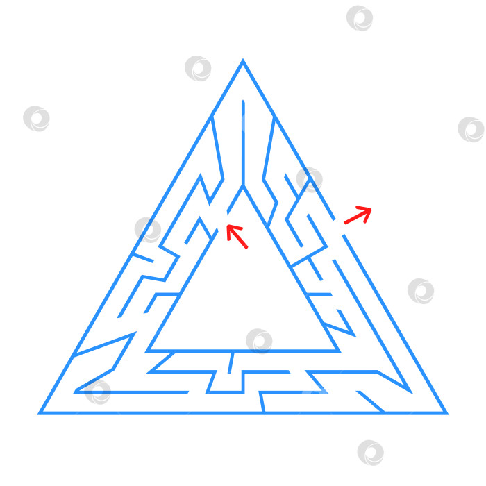 Скачать Треугольный лабиринт с входом и выходом. Простая плоская векторная иллюстрация, выделенная на белом фоне. С местом для вашего изображения. фотосток Ozero