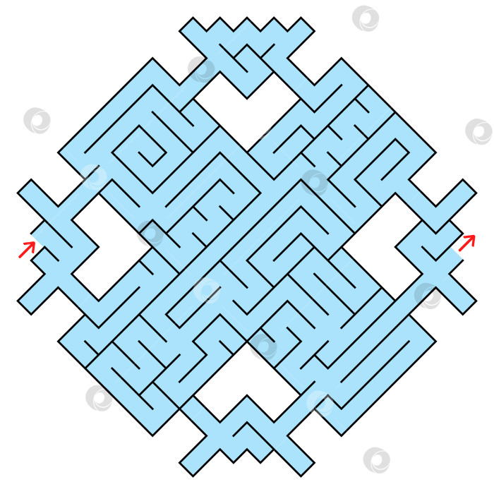 Скачать Красочный фантастический лабиринт в форме ромба с входом и выходом. Простая плоская векторная иллюстрация, выделенная на белом фоне. фотосток Ozero